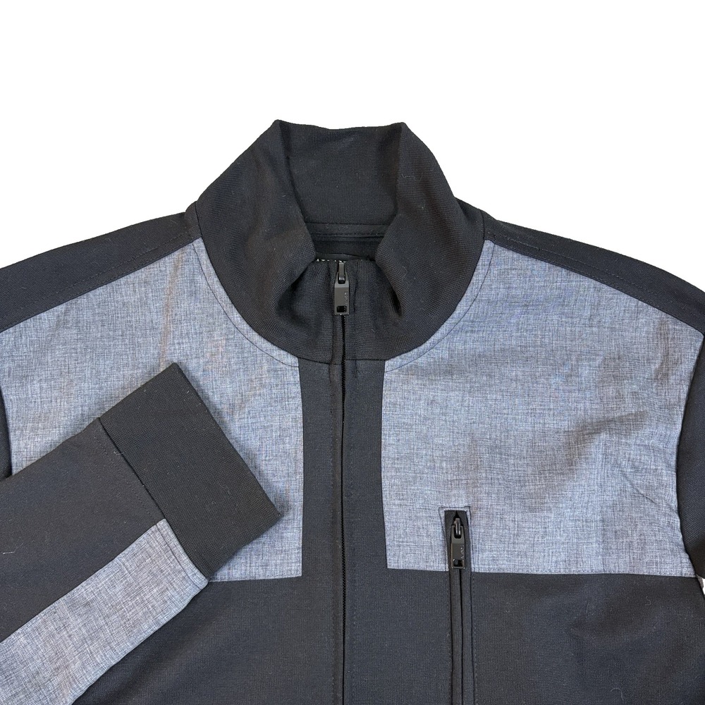 Alfani Mens Track Jacket Regular Fit Zip Front Athletic Casual Black Gray Large